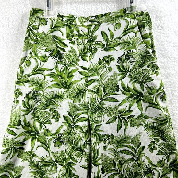 Midnight Sky NWT Linen Blend Women M Green Tropical Wide Leg Pants Boho Vacation - Picture 3 of 12